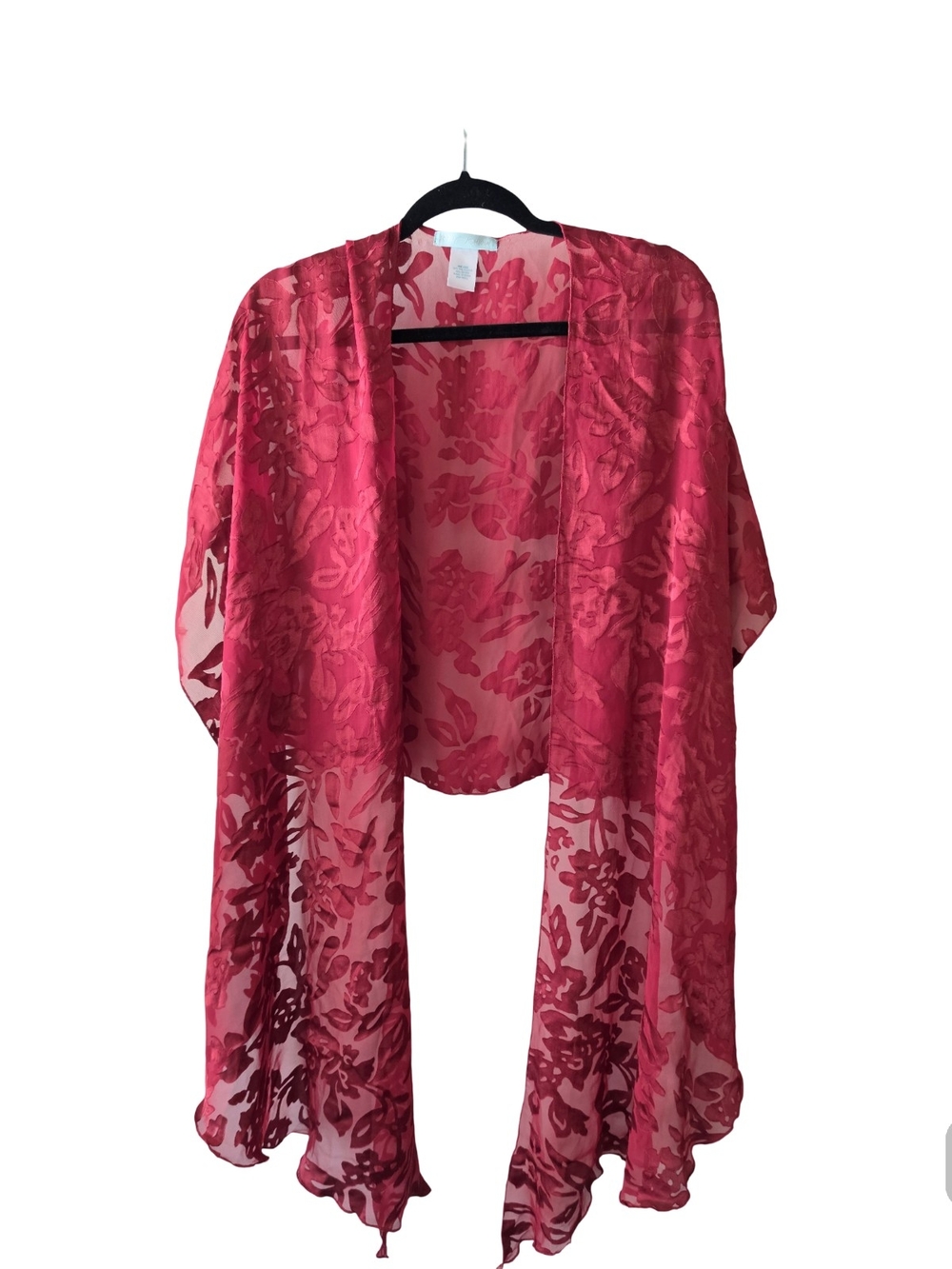 Betsey Johnson Sheer Floral Kimono - Raspberry Pink